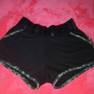 PINK Victoria's Secret Black Women's Athletic Shorts Camo Trim Stretch Waistband